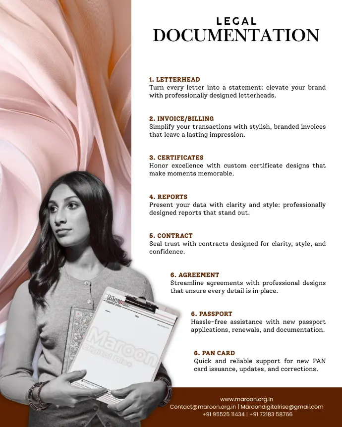 Legal documentation Maroon digital rise